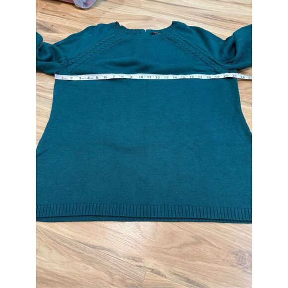 Talbots NWOT Sweater Green Cotton Blend Pullover 3/4 Sleeve Back Zip Womens L - Picture 5 of 6